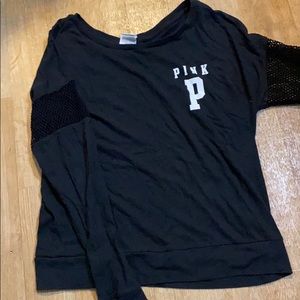 Black Long Sleeve Fishnet Shirt from Pink